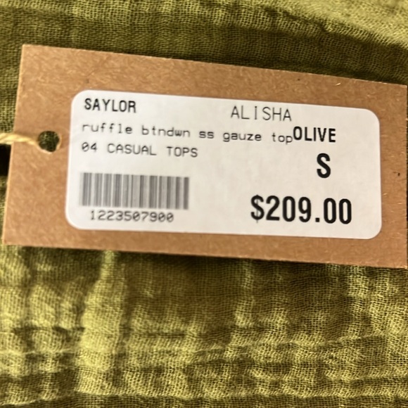 Saylor Alisha Blouse - Olive Size S NWT - Picture 4 of 4